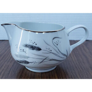 Ceres Coupe by Easterling Coffee Creamer White and Silver Wheat Vintage MCM